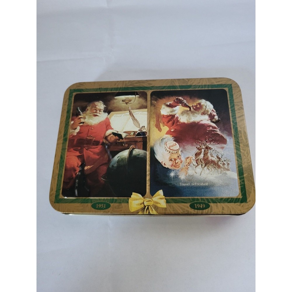 1997 Coca-Cola Nostalgia Christmas Santa Claus Playing Cards 2 Decks New In Tin